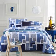 (真快乐自营)维众家纺 床品纯棉双人床单被套四件套1.5米/1.8米床通用 蓝色