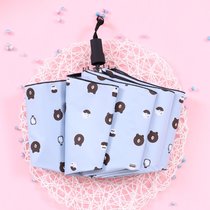 ins折叠全自动雨伞大号三折伞女学生可爱晴雨两用太阳伞防紫外线(【手动款】蓝色布朗熊 半穿+0cm)
