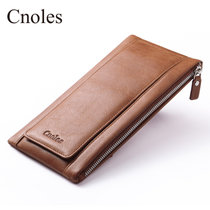 Cnoles蔻一2017新款女士长款欧美时尚真皮钱包拉链牛皮钱夹手拿包(棕色)