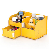 普润 实用二代DIY单抽屉木质收纳盒/化妆盒（AJ017）(黄色)