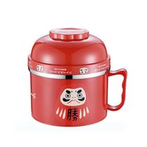 不锈钢饭盒上班族便当盒学生男女韩版快餐杯带盖中小学生餐盒(餐盒+餐具 红色不倒翁)