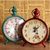 普润 复古铁艺挂钟 时尚欧式客厅卧室装饰品创意静音时钟表(绿色)