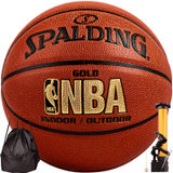 斯伯丁金色NBA比赛篮球室内外兼用PU材质 蓝球74-606Y 国美超市甄选