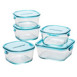 怡万家保鲜盒iwaki耐热玻璃 保鲜盒五件套 CAPRN-5T1C 薄荷绿