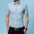 传奇保罗格子衬衫男士夏季衬衫短袖休闲时尚商务青年韩版潮流衬衣（M-5XL）DCZ2305(天蓝色 XXL)