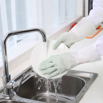 美佳多 家务清洁橡胶手套家用厨房PVC防水防滑薄款手套耐用洗衣洗碗(绿色 L)