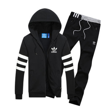 adidas 阿迪达斯2088三叶草男运动套装fengh p(黑色 2xl)