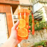 防摔水杯塑料男女学生ins创意个性潮流便携简约清新森系杯子定制(橙色430ml)