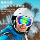 成人儿童滑雪眼镜卡近视男女小孩防雾雪地护目镜太阳眼镜滑雪装备TP3347(粉红色)