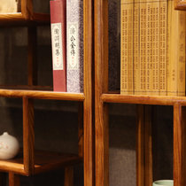 中式实木博古架 古典南榆木 置物架 书架 展示架 多宝阁古董架(单个两门博古架)