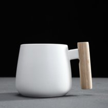 马克杯带盖勺陶瓷喝水杯子简约复古情侣杯家用泡牛奶咖啡杯早餐杯(白色 单杯)
