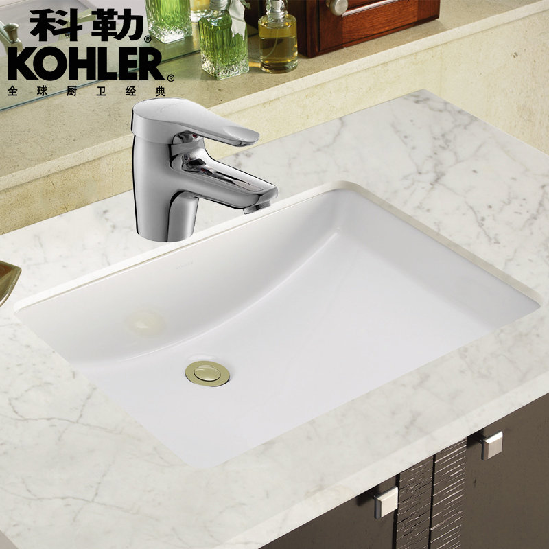 科勒面盆(kohler) 拉蒂娜防污陶瓷台下盆 科勒洗脸盆k-2215t(面盆