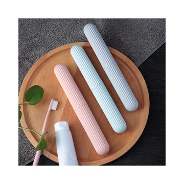 便携式牙刷盒 塑料牙刷收纳盒牙刷盒子 简约条纹旅行洗漱牙刷套(灰色)
