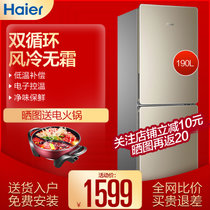 海尔（Haier）190升/170升冰箱两门双门家用小型电冰箱风冷无霜(香槟金 BCD-190WDPT)