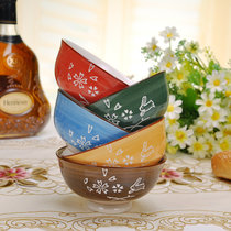景德镇防烫高脚碗陶瓷碗餐具套装 创意中韩式五彩米饭碗汤碗(5只装 其他)