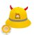 SUNTEK儿童渔夫帽女男韩版定制小黄帽日系小丸子帽定做幼儿园小学生帽子(58CM（9岁到成人） 定制名字牛角（光板反光带）)