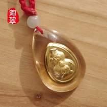 淘翠 足金合成水晶吊坠 观音赐福吊坠 送贵金属检测证书