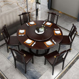吉木多 新中式实木餐桌椅组合圆形餐桌饭桌现代简约大小户型民宿套装家具(黑檀色 单餐桌)