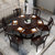 吉木多 新中式实木餐桌椅组合圆形餐桌饭桌现代简约大小户型民宿套装家具(黑檀色 1.3米一桌六椅)