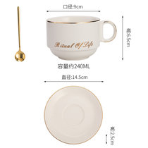 欧式咖啡杯套装精致小奢华客厅轻奢水杯陶瓷家用下午茶具咖啡器具(描线白咖啡杯+勺碟（普通装） 默认版本)