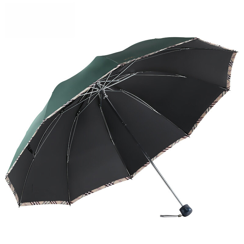 雨伞雨具天堂伞 三折加大61cmx10骨黑胶晴雨伞防晒男女通用商务大伞(8