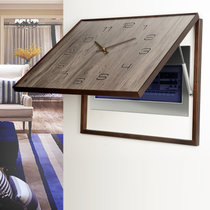 汉时（Hense）欧式时尚简约电表箱装饰实木挂钟客厅创意静音石英时钟HW363(胡桃木大号-带液压)