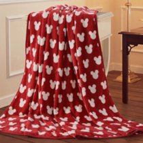 Disney迪士尼 法兰绒毛毯 夏季空调毯 床单毯子单双人盖毯空调毯毛巾被 迪士尼 米奇法兰绒毯(红色)