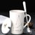 创意个性杯子陶瓷马克杯带盖勺情侣水杯男生咖啡杯家用茶杯办公室(摩羯座-白)