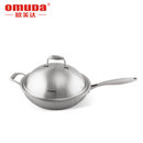 德国欧美达炒锅无油烟 304不锈钢无涂层物理不粘锅通用锅具32cm(gjc32