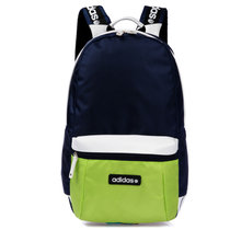 新款阿迪达斯双肩背包学生书包 彭于晏同款NEO旅行背包休闲电脑包(蓝配绿)