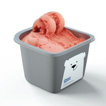 白熊萨沙【国美真选】俄罗斯进口草莓口味冰淇淋1.3kg*1盒 进口家庭装 采用自然生长优质水果制造