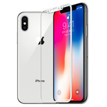 iphonex钢化膜 苹果X钢化膜 iphoneX全屏覆盖丝印手机膜保护膜 苹果X碳纤维钢化玻璃膜(全屏覆盖白色 iphoneX)