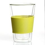 一品望家 玻璃杯 双层玻璃杯 隔热茶水杯 水杯子（360ml） 白色 360ml(绿色)