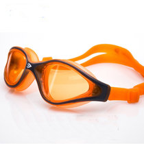 大框游泳镜平光防水防雾高清男女通用泳镜清晰时尚眼睛(桔色+灰)