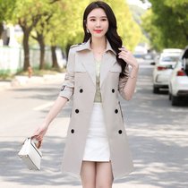 2021春季风衣女中长款修身百搭显瘦大码女装秋季外套大衣女潮(米白色 XL 113-120斤左右)