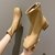 SUNTEK法式小短靴女鞋2021新款春秋马丁靴百搭单靴冬季加绒白色瘦瘦靴子(40 卡其色（单里）)