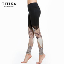 TITIKA瑜伽裤运动透气速干健身裤2016新修身显瘦动物图案瑜珈长裤(黑色 XXL)