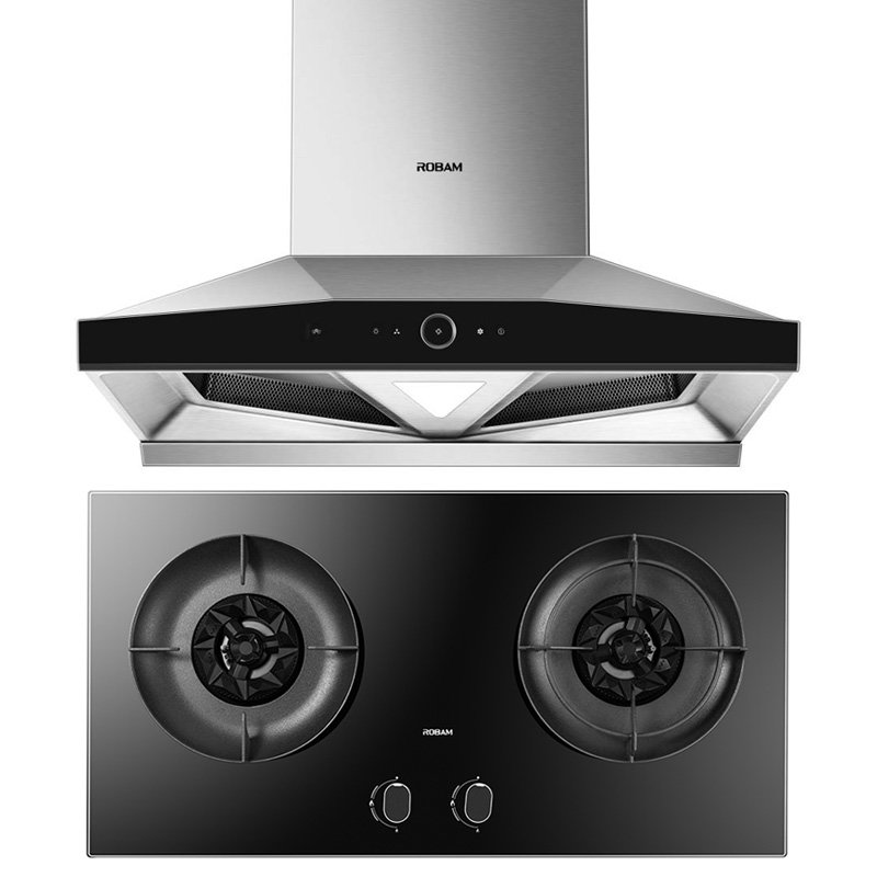 老板robamcxw2608232sjzt9b312欧式大吸力钢化玻璃嵌入式烟灶套餐