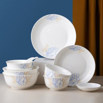 松发瓷器中式精品陶瓷20件套餐具套装饭碗汤碗组合装蓝宝牡丹20头 环保材质 微波炉烤箱适用