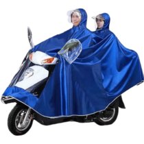 雨衣摩托车电动车雨披男女生雨披成人加厚骑行单人雨披透明双帽檐(9XL 双人（护脸+超大遮脚）蓝色)