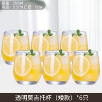6只玻璃杯子家用客厅耐热透明浮雕喝水茶杯简约女啤酒杯水杯套装(6只莫吉托（矮杯）【破损包赔】)