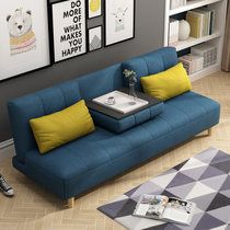 恒兴达 北欧日式多功能折叠沙发床小户型双人三人位布艺沙发 客厅家具 一秒变床(蓝色 三人位)