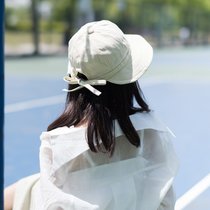 SUNTEK网红大檐遮阳帽女防晒时尚可折叠韩版百搭日系小众潮牌鸭舌帽春夏(可调节 系带可爱渔夫帽-米色)