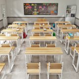 YY-LCL1853  中小学生课桌 学校教室补习班辅导班书桌双人培训机构实木桌 双人桌120*40*74升级加固型单桌(默认 默认)