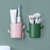 卫生间牙刷置物架壁挂式沥水免打孔浴室洗漱台梳子牙膏筒收纳筒(两个装（粉+绿）)