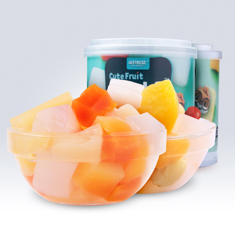 满减三只松鼠午后水果黄桃柠檬罐头312g罐新鲜混合