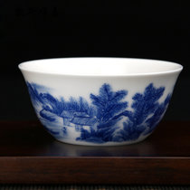凯斯唯嘉 手工茶杯景德镇陶瓷纯手绘青花山水主人杯品茗杯鸡缸杯薄功夫茶具 单个茶杯/ 图片