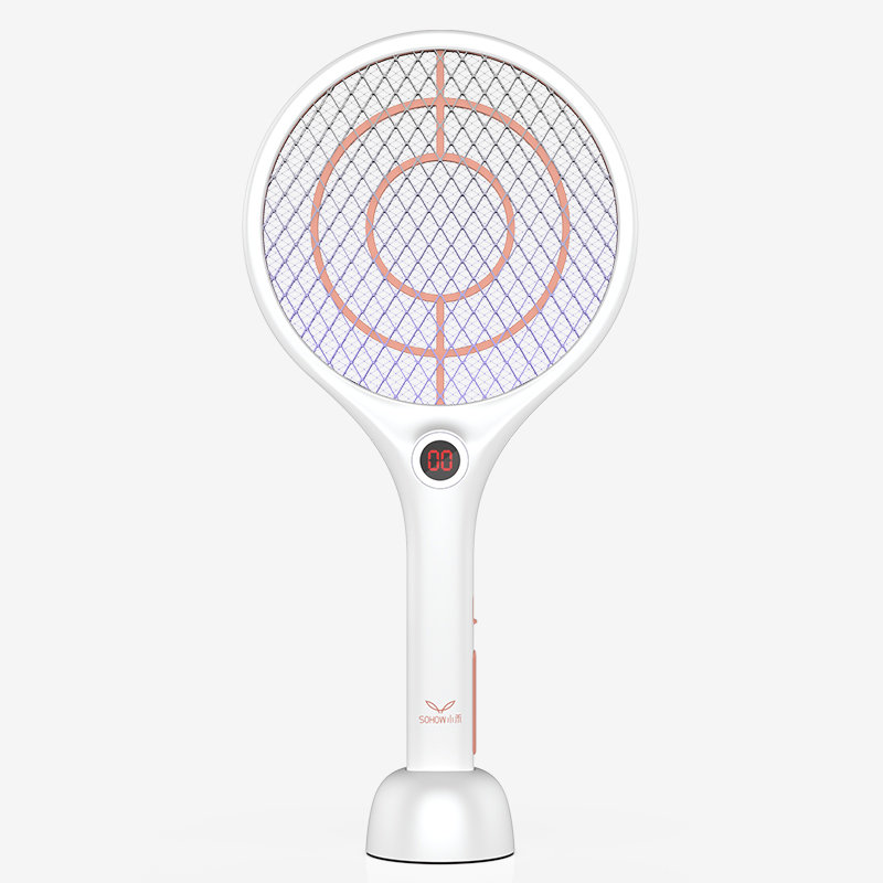 驱虫除害小禾充电式电蚊拍dhwp02b白色壁挂立座手持计数四合一返回