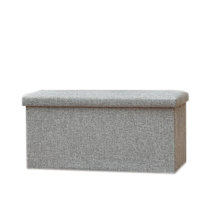 麻布收纳箱换鞋凳折叠凳沙发收纳箱储物箱(长款灰色PG1108)