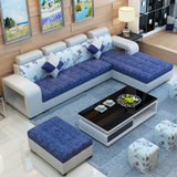 紫茉莉布艺沙发小户型沙发客厅沙发转角沙发组合三件套组合小户型简约沙发(颜色请下单 备注 单+双+贵送茶几)